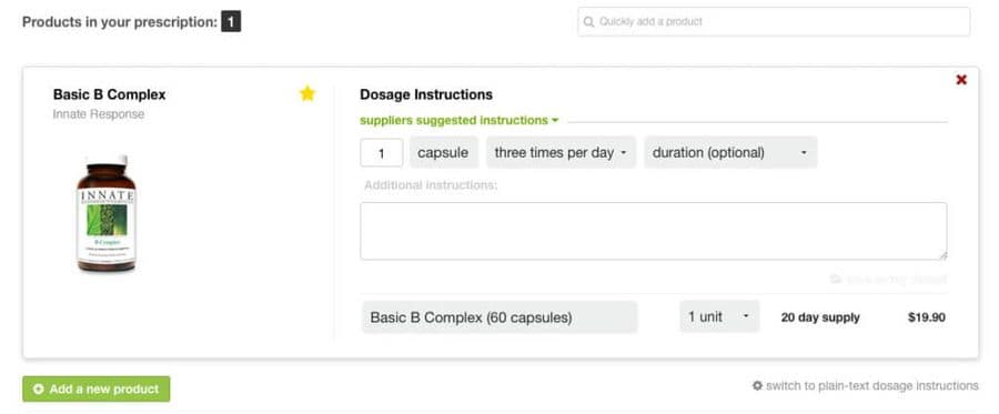 example of a product that has been prescribed on the Fullscript platform