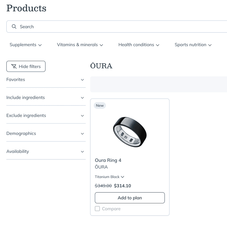 oura ring on fullscript