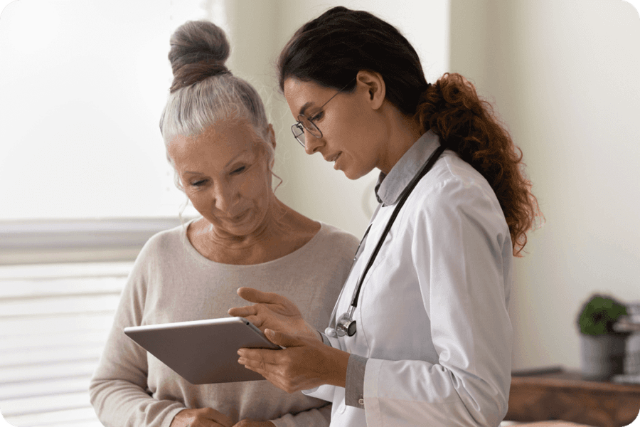 healthcare provider and their patient ordering supplements from a safe online source