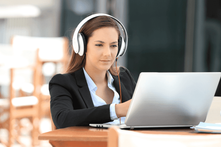 Medical professional checking on her passive income business