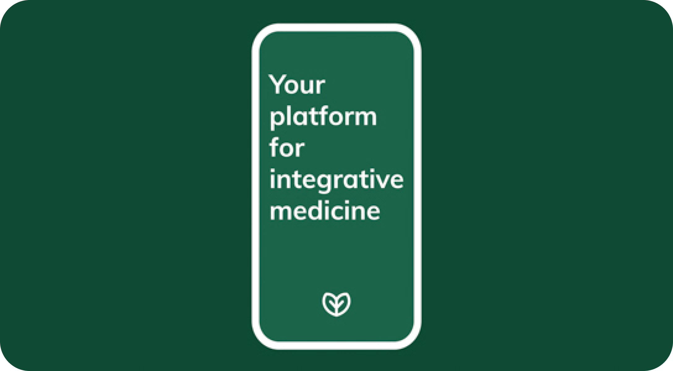 a mobile layout featuring the Fullscript leaf logo and the message 'Your platform for integrative medicine' displayed