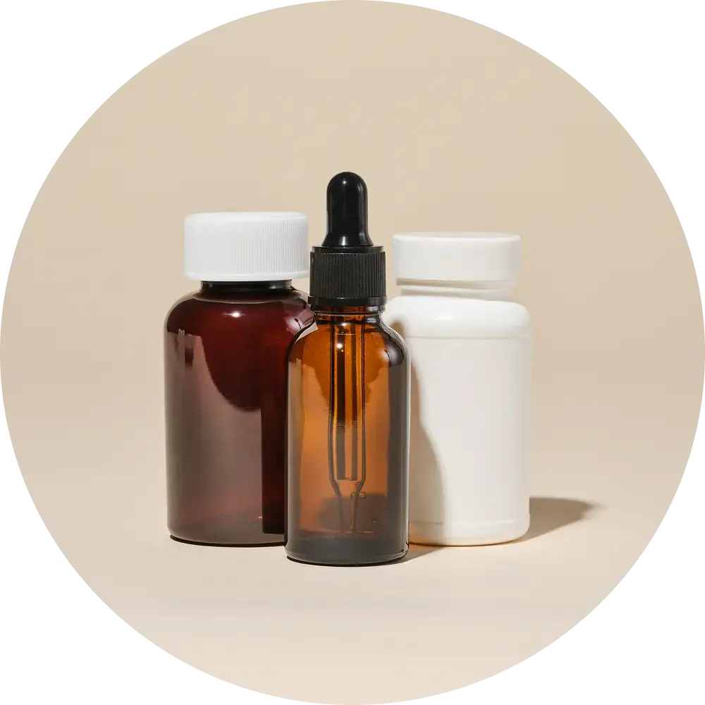 three supplement bottles