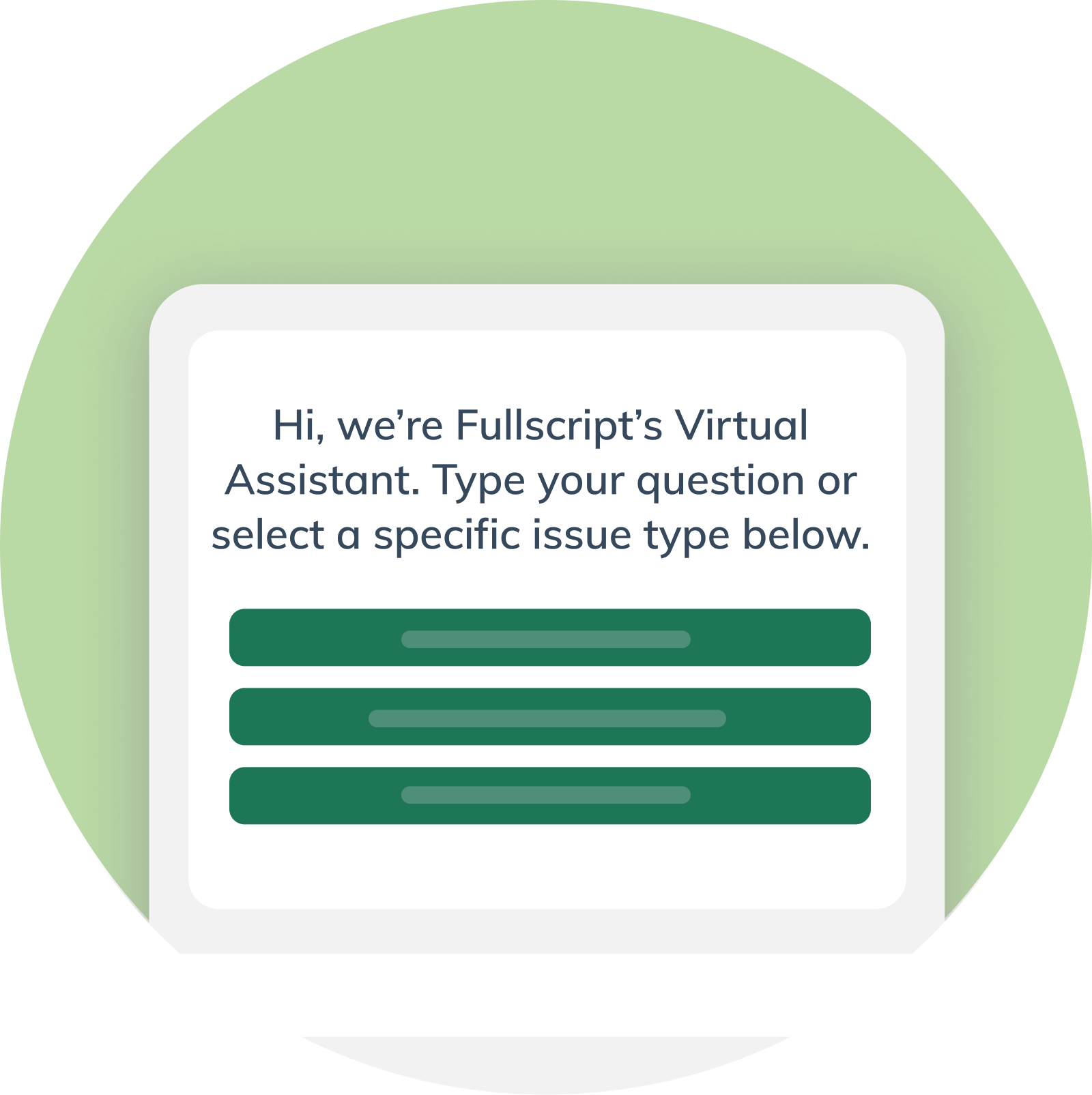 fullscript support simplified screenshot of fullscript’s virtual assistant