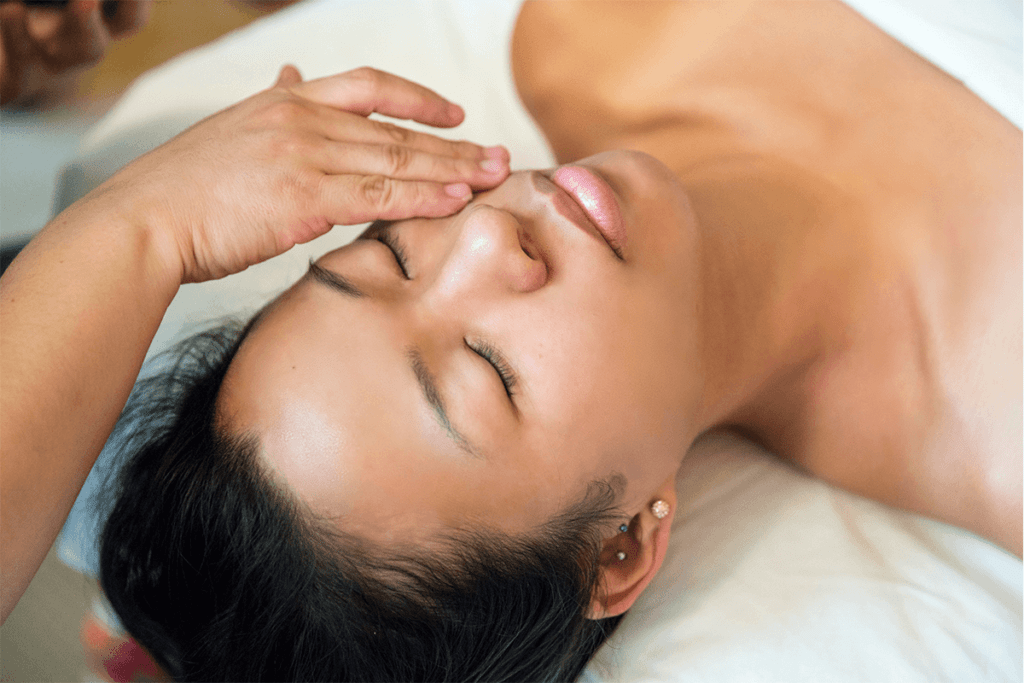 Image, of woman getting a facial