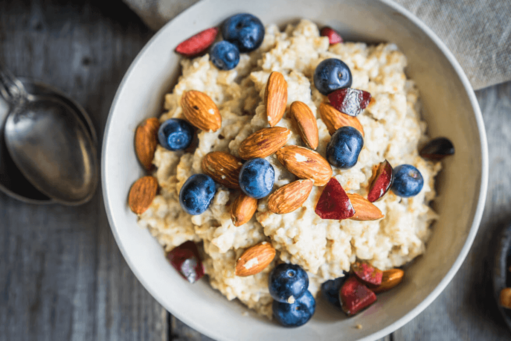 breakfast bowl with fruits and nuts