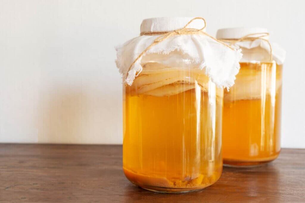 kombucha in a jar