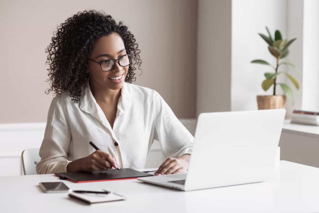 Woman using a laptop