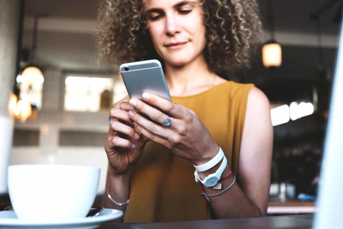 woman texting on her phone