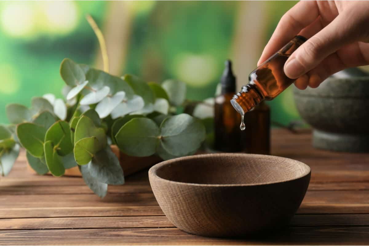 Essential oil being poured into a bowl