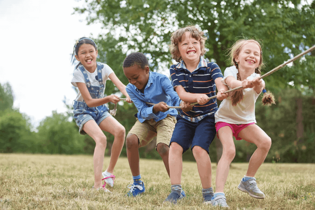 4 children playing together