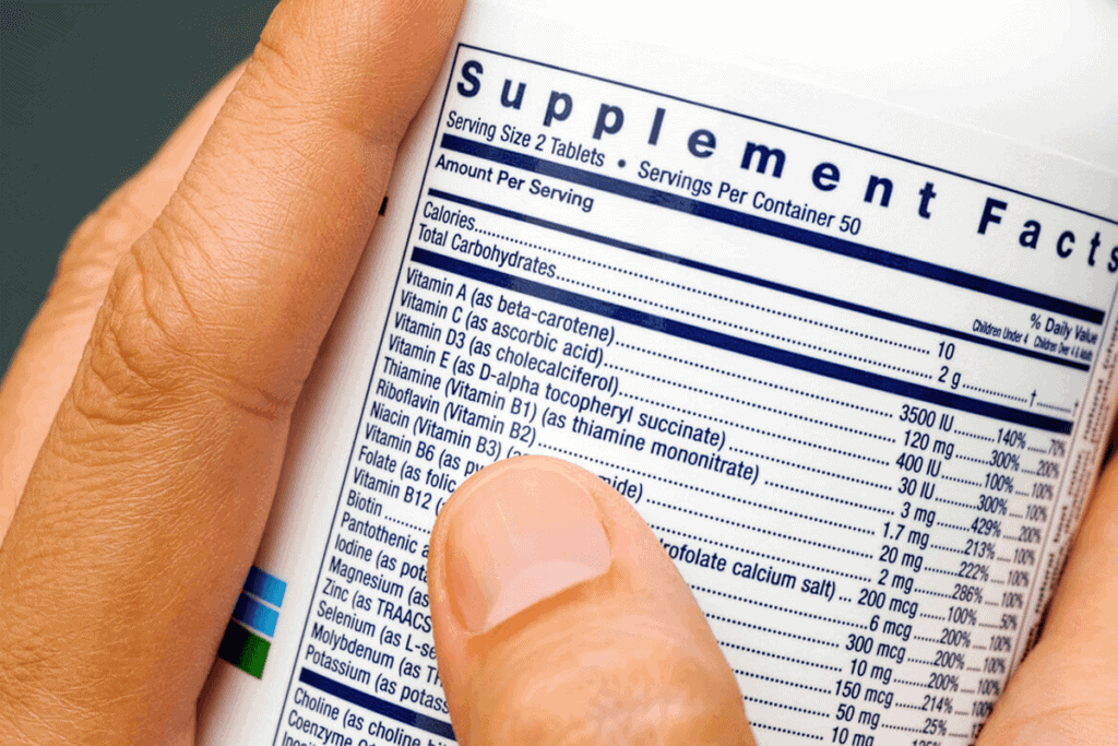 Nutrients for children nutritional label