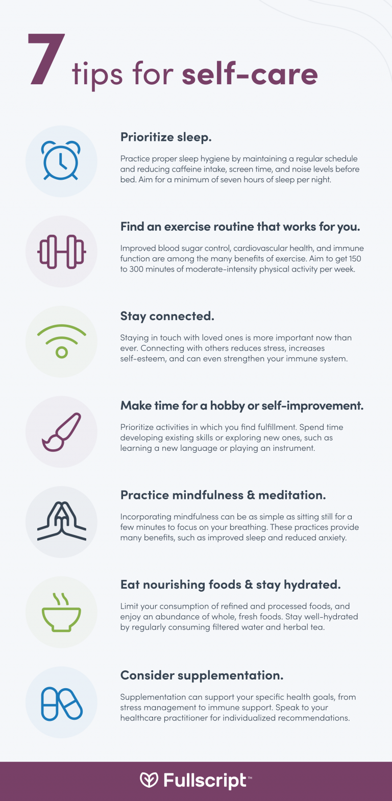 Self-care activities support infographic