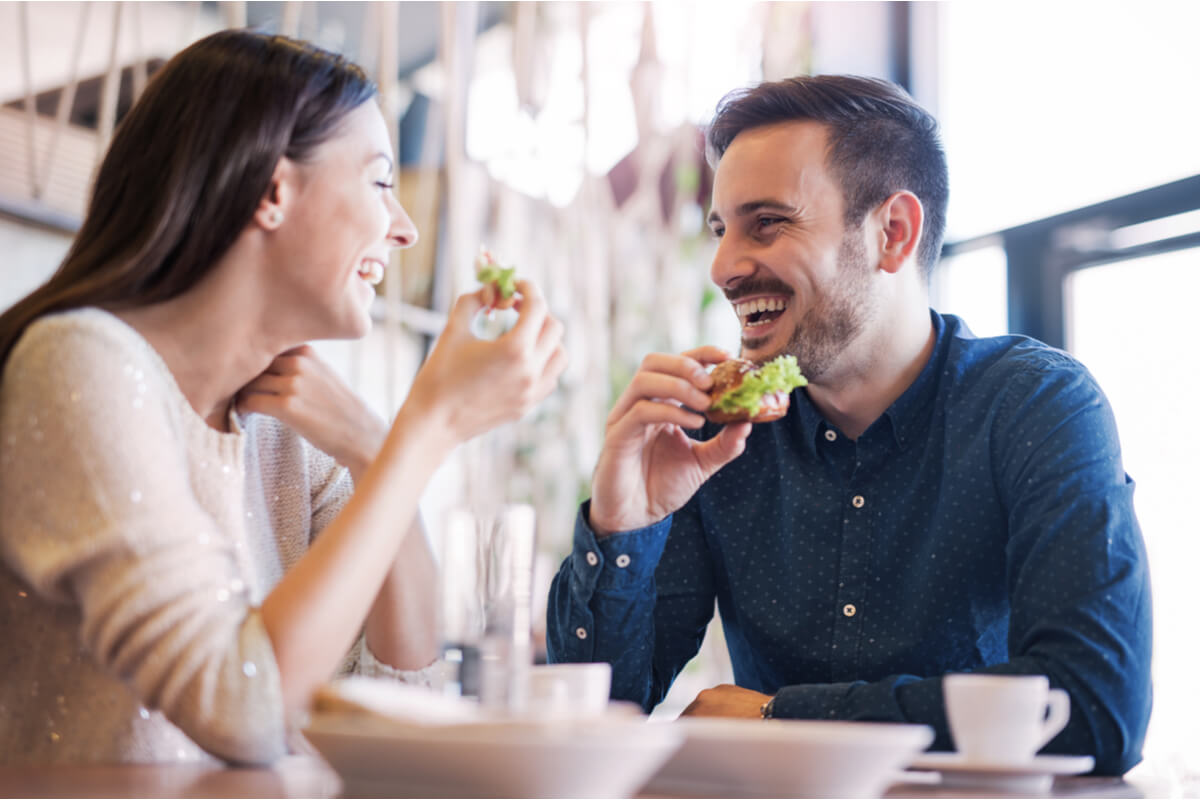 two people eating