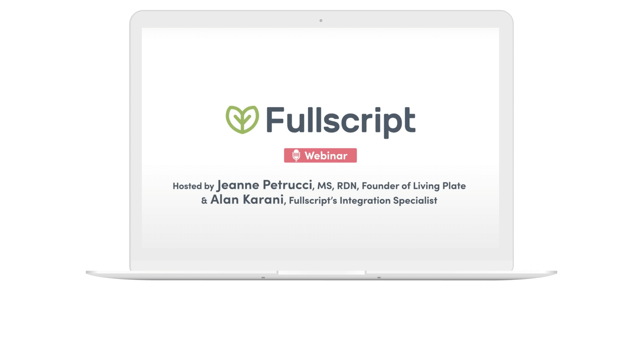 integrations partner laptop playing Fullscript and Living Plate Rx integration webinar
