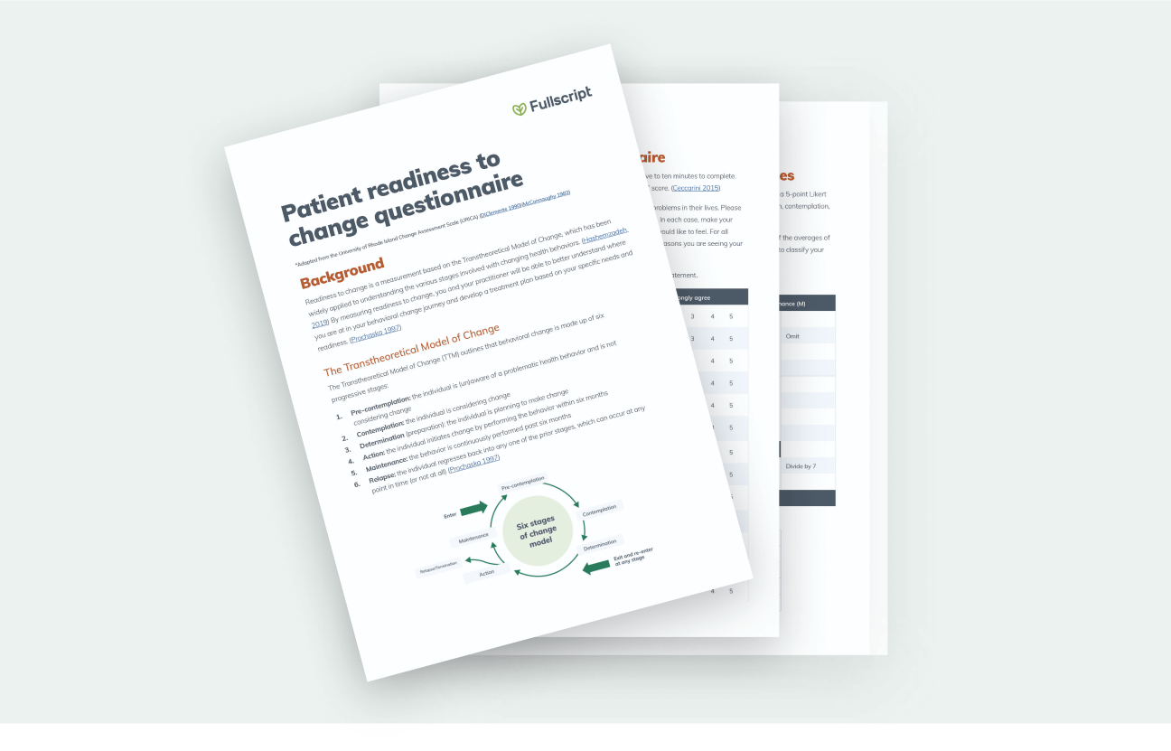 patient readiness to change questionnaire handout