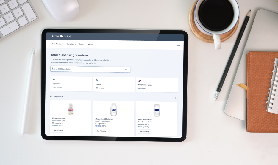 logging into the fullscript platform on an ipad