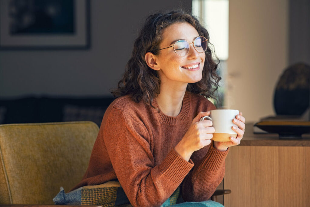 women drinking chamomile tea