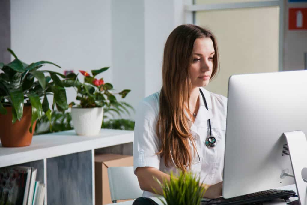 doctor using a computer