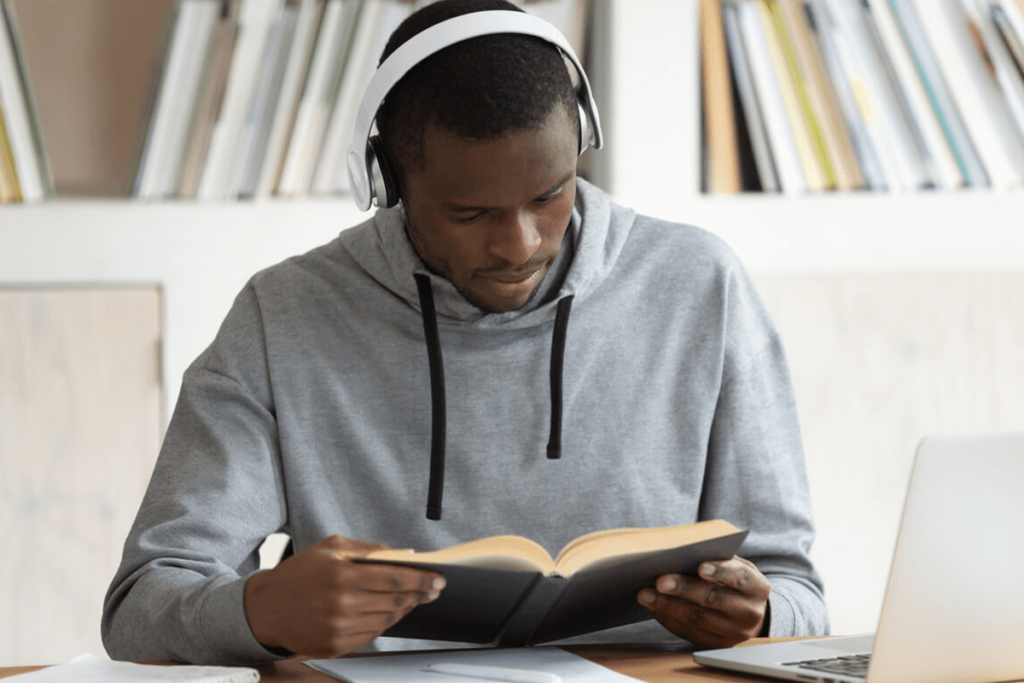 man reading a book