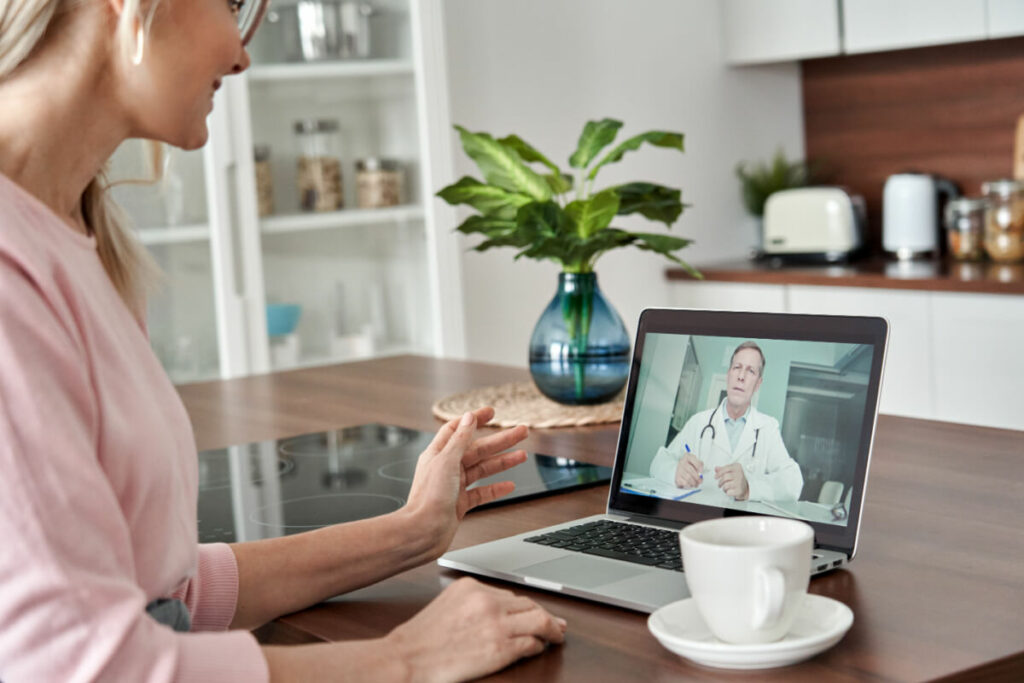 patient having a telehealth appointment with a practitioner
