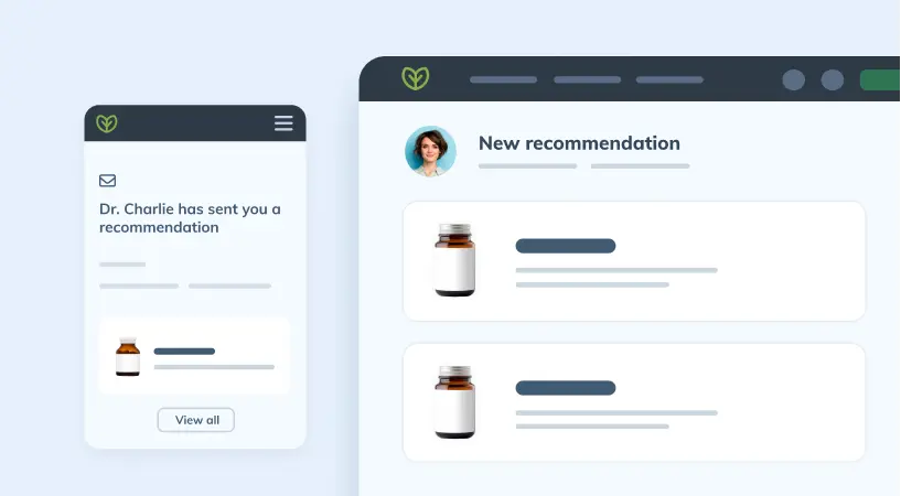 Illustration of Fullscript supplement plan on mobile and desktop