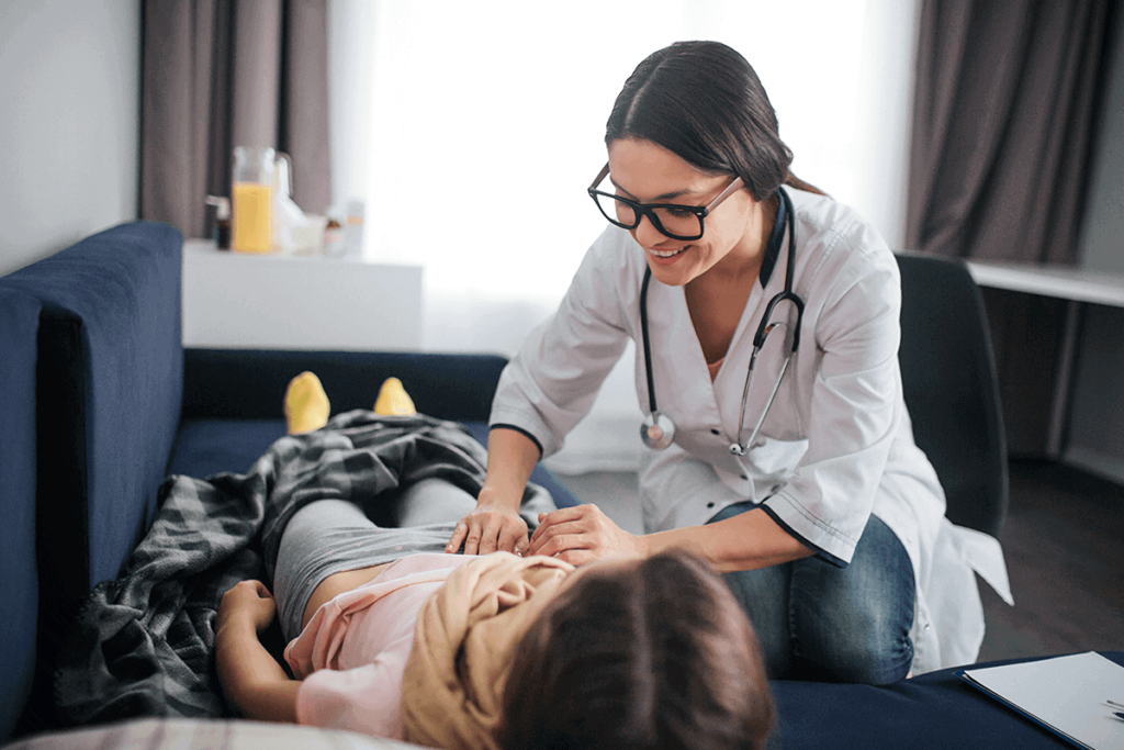 practitioner examining a patient for sibo