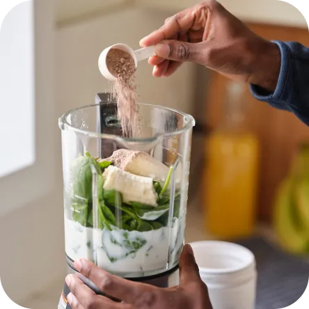 Patient making a smoothie a practitioner recommended