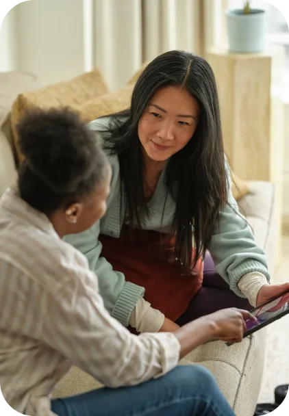 Practitioner working with a patient to help her