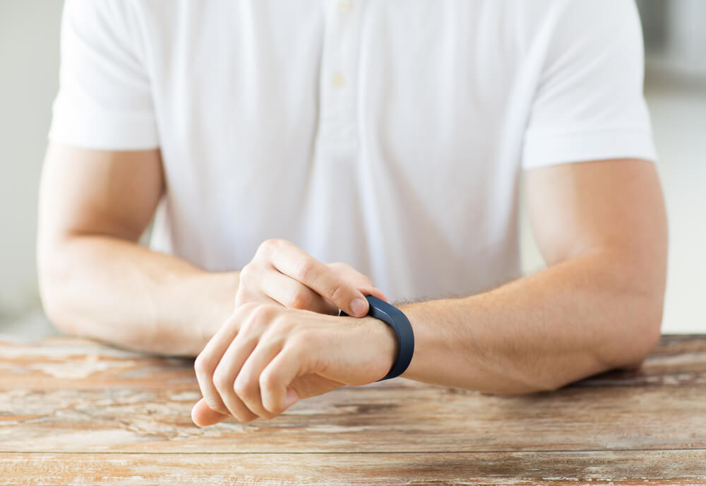 man with a smart watch
