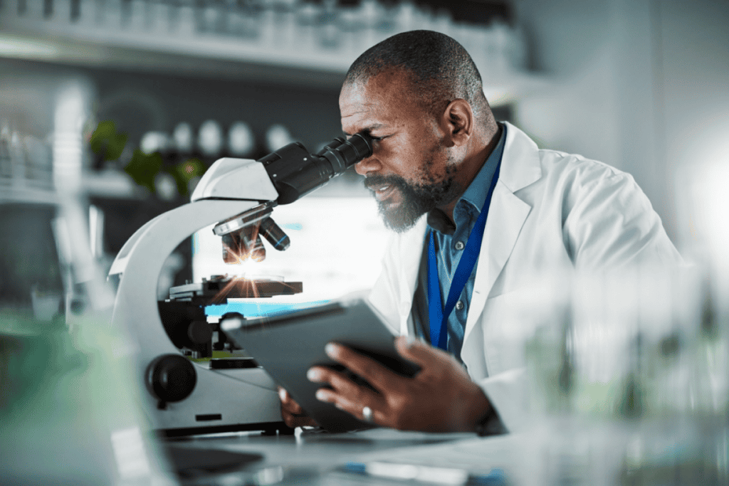 provider conducting a microbiome test in a lab